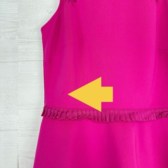 Ted Baker Zaffron Embroidered Skater Dress US Sz 6 Fuchsia Pink Ruffle Fit Flare - Picture 6 of 16